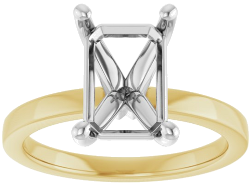 Sužadėtuvių Žiedas „Solitaire“ 14k yellow/white gold Emerald 10mm x 7mm (3)