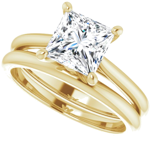 14K Yellow 6.5 mm Square Solitaire Engagement Ring Mounting (10)