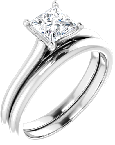 Sužadėtuvių Žiedas „Solitaire“ 585 Baltojo Aukso Square 5mm (6)