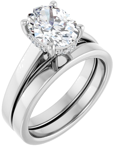 Sužadėtuvių Žiedas „Hidden Halo-Style“ 14k white gold Oval 9mm x 7mm (6)