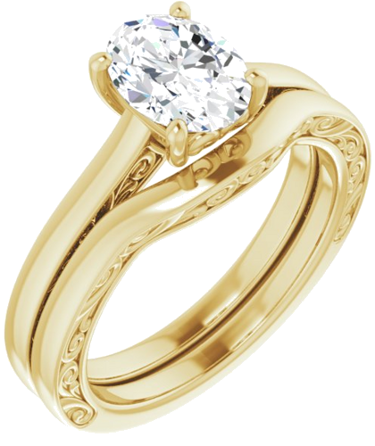 14K Yellow  8x6 mm Oval Solitaire Engagement Ring Mounting (6)