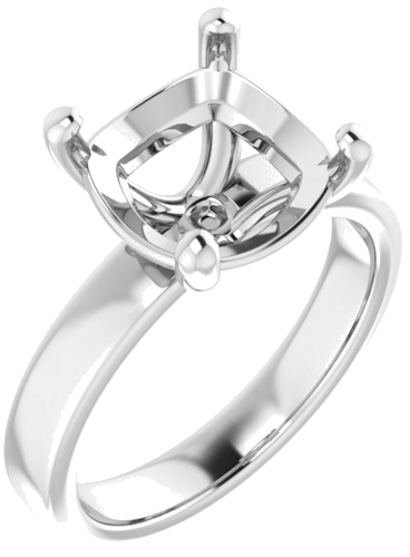 Platinum 10 mm Cushion Solitaire Engagement Ring Mounting (1)