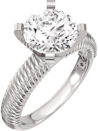 Sužadėtuvių Žiedas „Solitaire Rope“ 14k white gold Round 6.5mm (1)