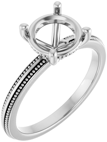 Sužadėtuvių Žiedas „Solitaire Milgrain“ 14k white gold Round 8mm (1)