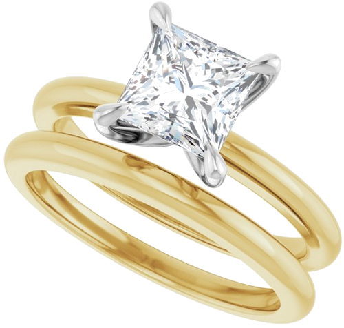 Sužadėtuvių Žiedas „Claw-Prong Solitaire“ 14k yellow/white gold Square 6mm (10)