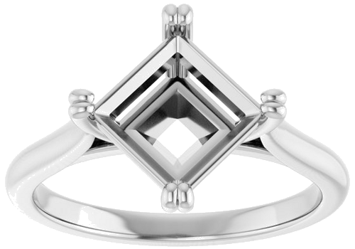 Sužadėtuvių Žiedas „Double Claw-Prong Solitaire“ 14k white gold Square 7mm (3)