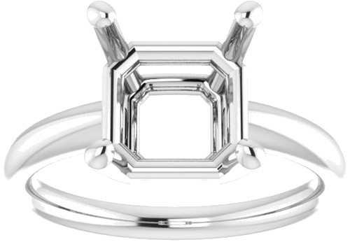 14K White 9 mm Asscher Engagement Ring Mounting (3)