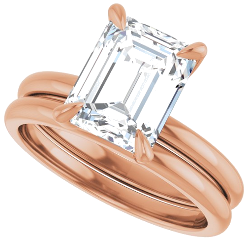 14K Rose  9x7 mm Emerald Solitaire Engagement Ring Mounting (10)