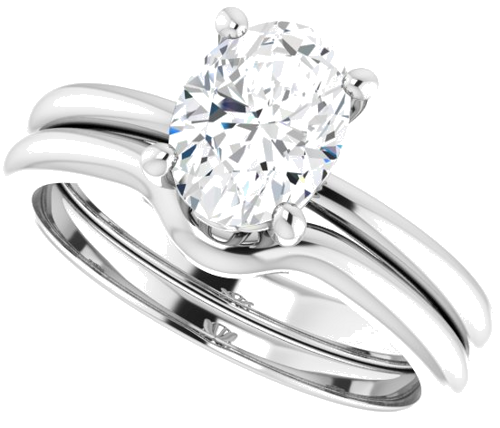 14K White 8x6 mm Oval Solitaire Engagement Ring Mounting (10)