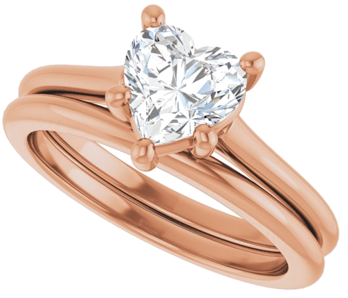 Sužadėtuvių Žiedas 14k rose gold Heart 6.5mm (10)
