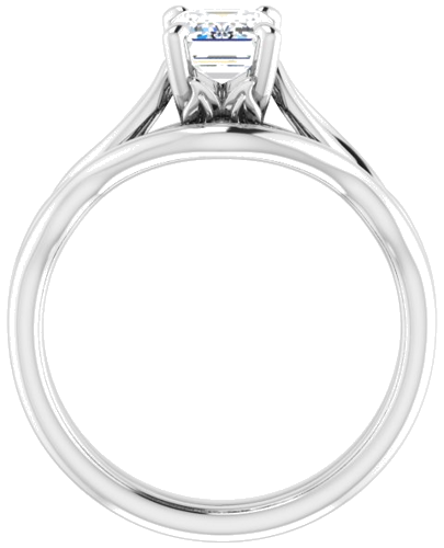 Sužadėtuvių Žiedas „Solitaire Sculptural“ 14k white gold Emerald 7mm x 5mm (7)
