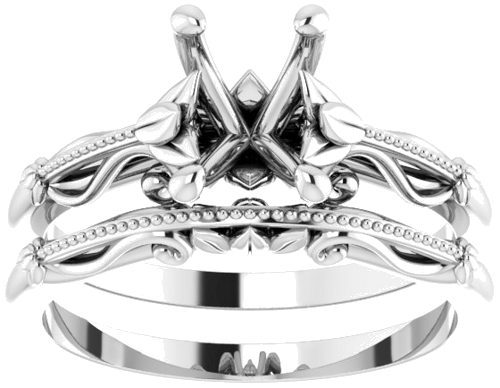 14K White 7x5 mm Emerald Sculptural-Inspired Engagement Ring Mounting (8)