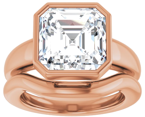 Sužadėtuvių Žiedas „Bezel-Set Solitaire“ 14k rose gold Asscher 10mm (8)