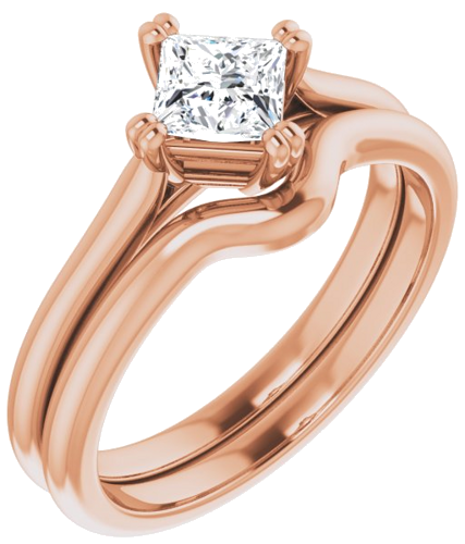 Sužadėtuvių Žiedas „Double Claw-Prong Solitaire“ 10k rose gold Square 4.5mm (6)