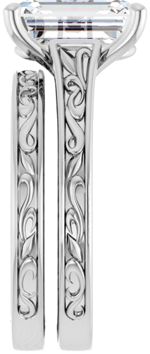 Sužadėtuvių Žiedas „Solitaire Scroll“ 14k white gold Emerald 10mm x 8mm (9)