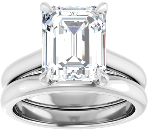 Sužadėtuvių Žiedas „Claw-Prong“ 14k white gold Emerald 10mm x 8mm (8)