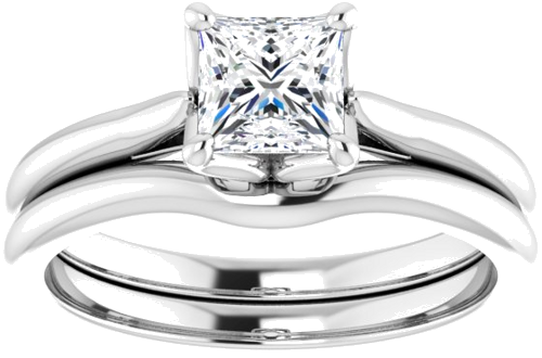 14K White  5 mm Square Solitaire Engagement Ring Mounting (8)