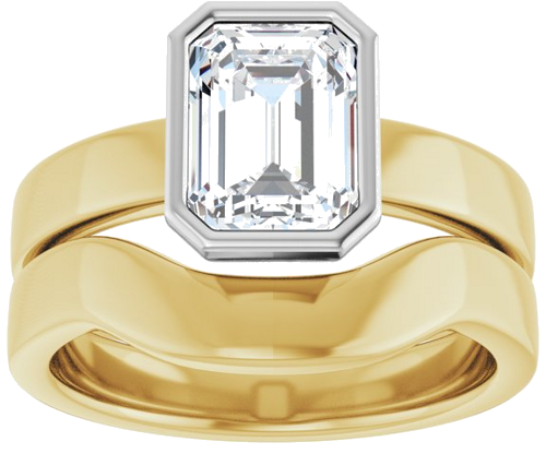 Sužadėtuvių Žiedas „Solitaire“ 585 Baltojo Ir Geltonojo Aukso Emerald 8mm x 6mm (8)