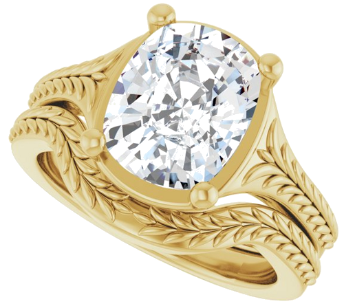 Sužadėtuvių Žiedas „Solitaire“ 14k yellow gold Elongated Cushion 10mm x 8mm (10)