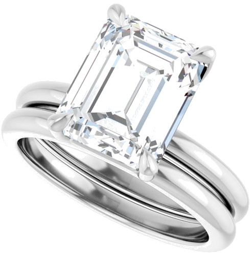 14K White 10x8 mm Emerald Solitaire Engagement Ring Mounting (10)