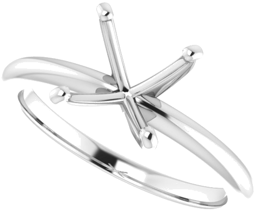 14K White  6x6 mm Square Solitaire Engagement Ring Mounting (5)