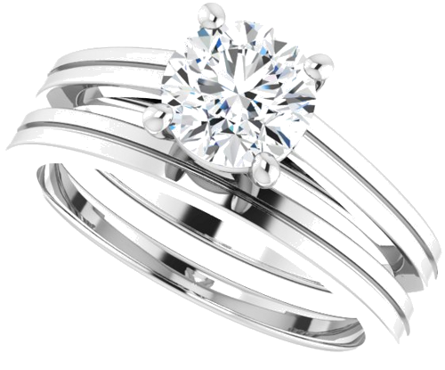 Sužadėtuvių Žiedas „Solitaire“ 14k white gold Round 6.5mm (10)