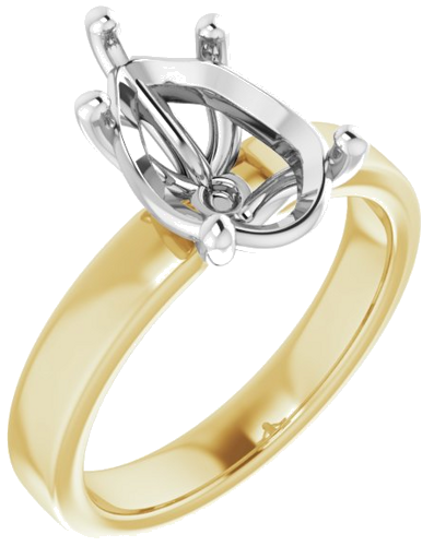 Sužadėtuvių Žiedas „Solitaire“ 18k yellow/white gold Pear 12mm x 8mm (1)