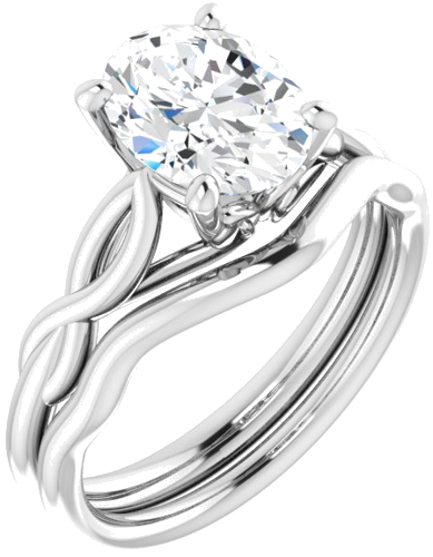 14K White  9x7 mm Oval Solitaire Engagement Ring Mounting (6)