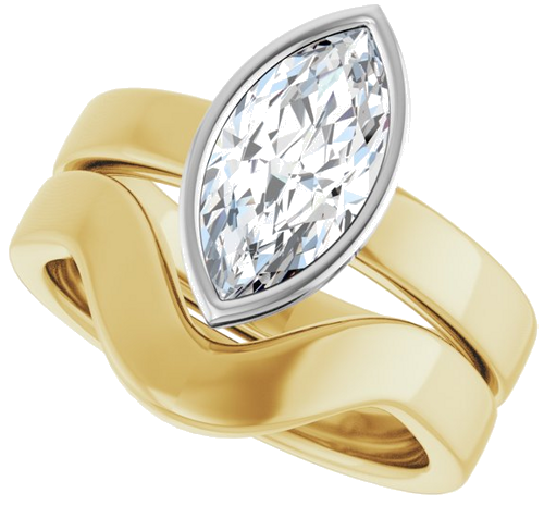 Sužadėtuvių Žiedas „Bezel-Set Solitaire“ 14k yellow/white gold Marquise 12mm x 6mm (10)