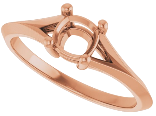 Sužadėtuvių Žiedas „Solitaire Split Shank“ 14k rose gold Cushion 5mm (5)