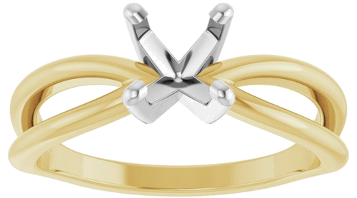 14K Yellow White 6.5 mm Round Split Shank Engagement Ring Mounting (3)