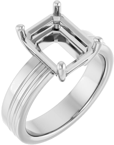 14K White 10x8 mm Emerald Solitaire Engagement Ring Mounting (1)