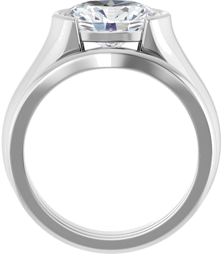 Sužadėtuvių Žiedas „Half Bezel Solitaire“ 14k white gold Oval 10mm x 8mm (7)