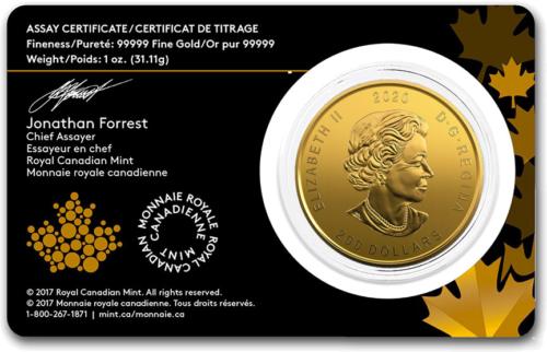 1 oz Коричневая рысь 2020 Канада .99999 золотая монета (2)