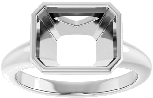 Sužadėtuvių Žiedas „Bezel-Set Solitaire“ 14k white gold Emerald 10mm x 8mm (3)
