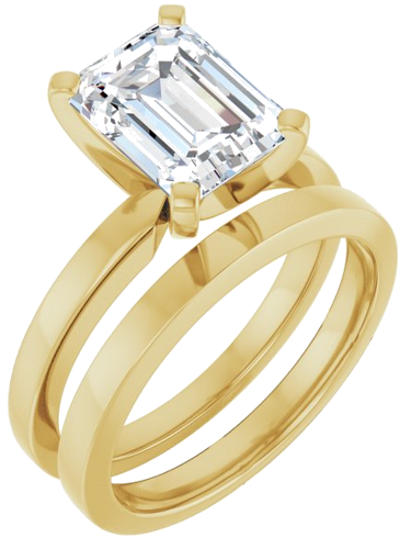 Sužadėtuvių Žiedas „Solitaire“ 585 Geltonojo Aukso Emerald 9mm x 7mm (6)