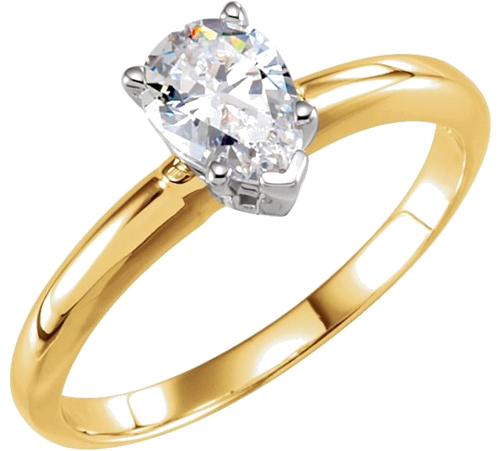 Sužadėtuvių Žiedas „Solitaire“ 14k yellow/white gold Pear 12mm x 8mm (3)