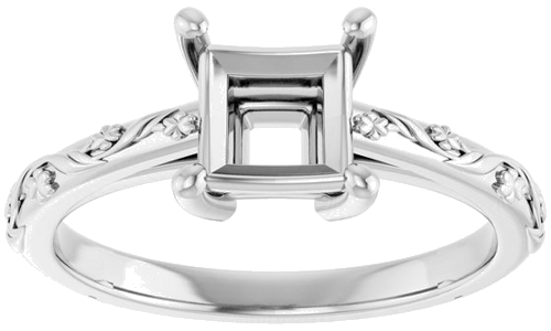 Sužadėtuvių Žiedas „Solitaire“ 14k white gold Square 5.5mm (3)