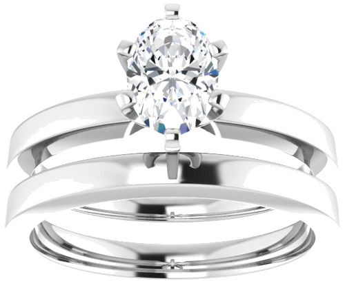 Sužadėtuvių Žiedas „Solitaire“ 417 Baltojo Aukso Oval 7mm x 5mm (8)