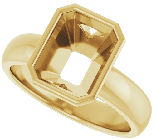 Sužadėtuvių Žiedas „Bezel-Set Solitaire“ 14k yellow gold Emerald 9mm x 7mm (5)
