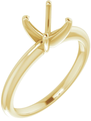 14K Yellow  6 mm Cushion Solitaire Engagement Ring Mounting (1)