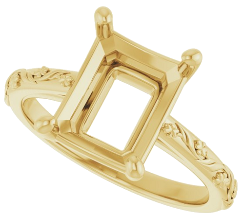 Sužadėtuvių Žiedas „Solitaire“ 14k yellow gold Emerald 10mm x 8mm (5)