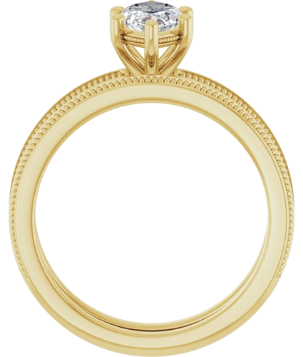 Sužadėtuvių Žiedas „Solitaire Milgrain“ 14k yellow gold Marquise 10mm x 5mm (7)
