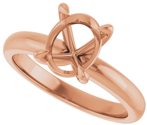 Sužadėtuvių Žiedas „Solitaire“ 585 Rožinis Aukso Oval 9mm x 7mm (5)