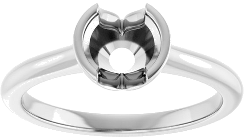 14K White 6 mm Round Solitaire Engagement Ring Mounting (3)