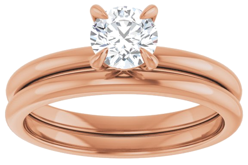 Sužadėtuvių Žiedas „Solitaire“ 10k rose gold Round 5.2mm (8)