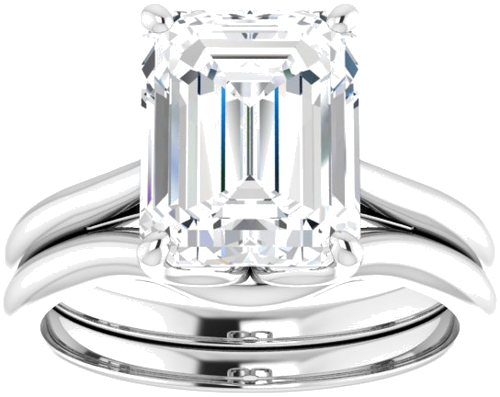 Sužadėtuvių Žiedas „Solitaire“ 585 Baltojo Aukso Emerald 10mm x 8mm (8)