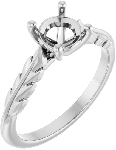 Sužadėtuvių Žiedas „Solitaire Leaf“ 14k white gold Round 6.5mm (1)