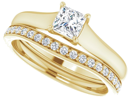 14K Yellow 4 mm Square Solitaire Engagement Ring Mounting (10)