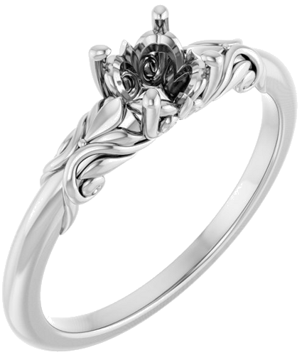 Sužadėtuvių Žiedas „Solitaire“ 14k white gold Round 5.2mm (1)